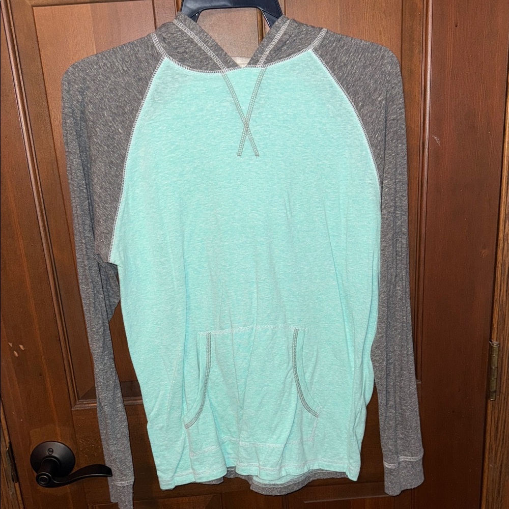 Blue and Gray Hoodie Shirt